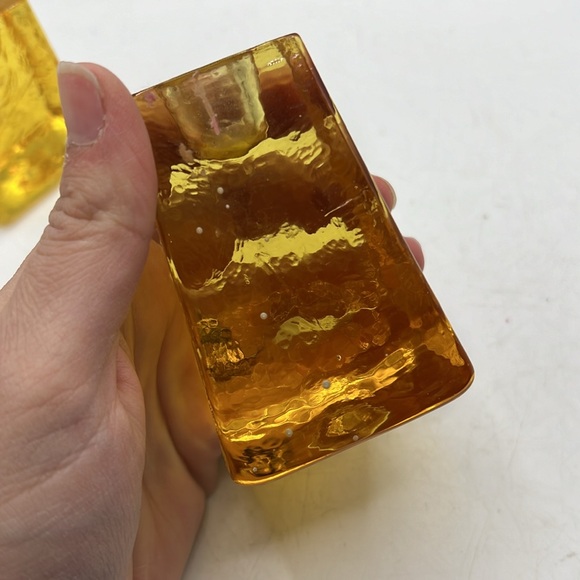 Fire & Light Citrus Yellow Gold Candle Holders Art Glass Collectible Decor Set 2 - Picture 10 of 16